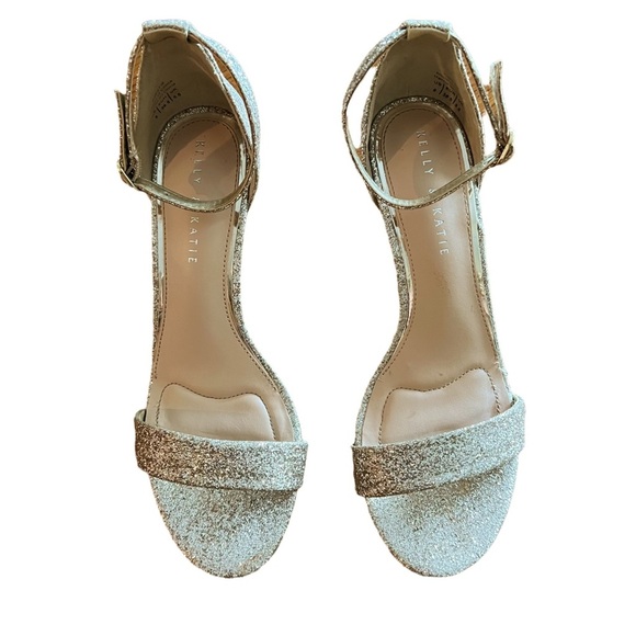 Kelly & Katie Kirstie Gold Glitter Heels Size 8 - Picture 2 of 11